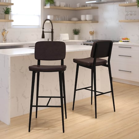 Flash Furniture Brown LeatherSoft Barstools with Footrest, PK2 AY-S01-BR-GG